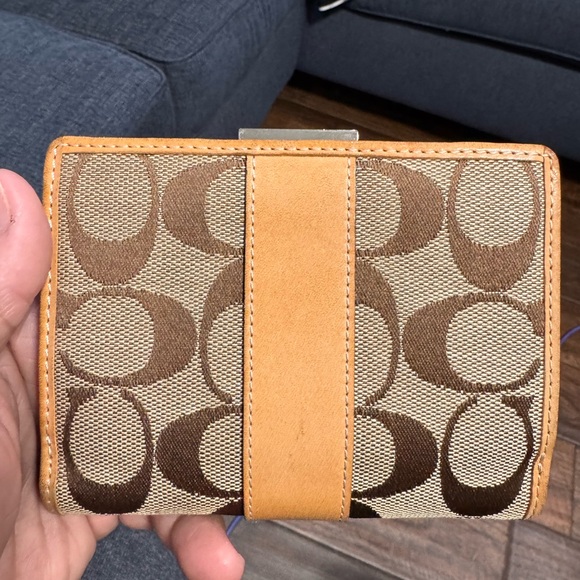 COACH Signature Canvas Wallet in Brown and Tan - Picture 2 of 11